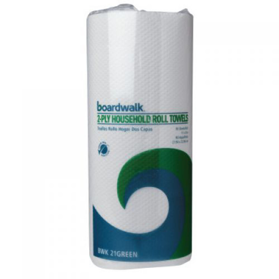 BOARDWALK PAPER Green 2-ply Household Perforated Paper Towels, 9 x 11", 100 Sheets/Roll
