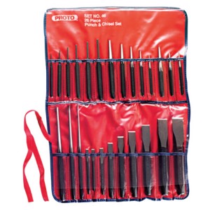 Punch & Chisel Set, English, 46, 17 Punches, 9 Chisels