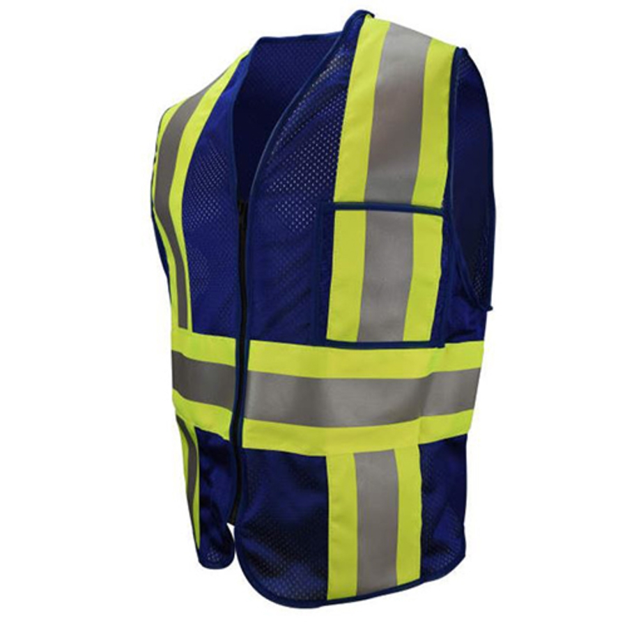 Class 1 Economy Polyester Mesh Safety Vest, CSV22, Blue, 3X-Large