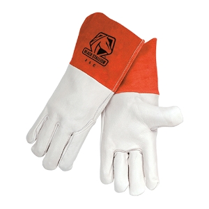Grain Cowhide MIG Welding Gloves, 25E, Orange/White
