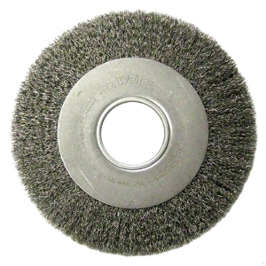 Medium Face Crimped Wire Wheel, 06490, 8" Diameter, 0.0118" Stainless Steel Fill, 2" Arbor